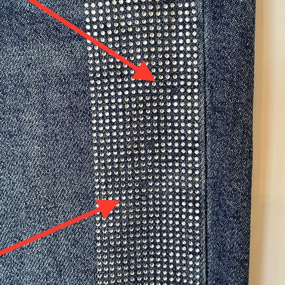 TopShop Moto Womens Size 28 Hi Rise Denim Jeans Embellished Side Stripes Bling - Picture 10 of 14